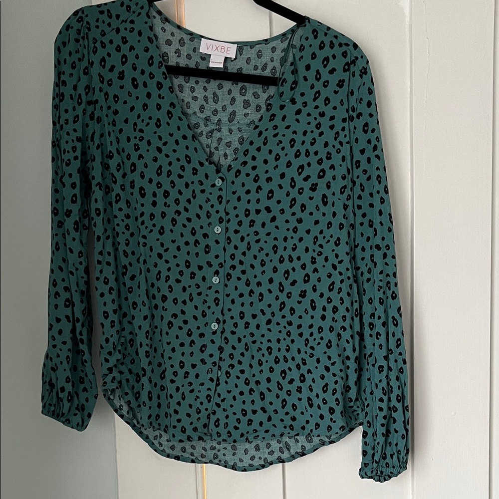 Green Leopard Print Women's Top